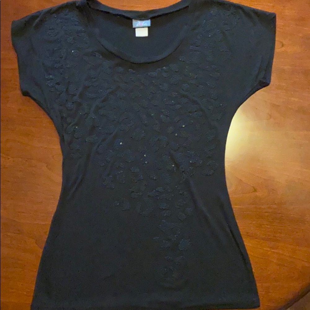 Cheetah beaded black T-shirt